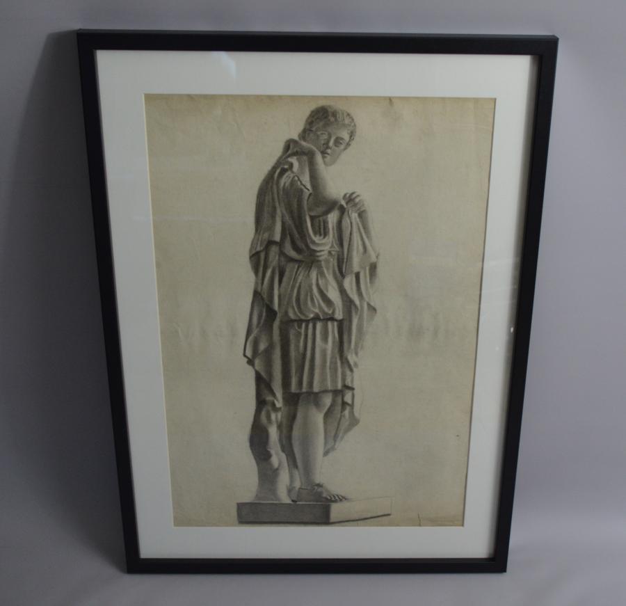 Classical Charcoal Drawing Of A Roman c1900