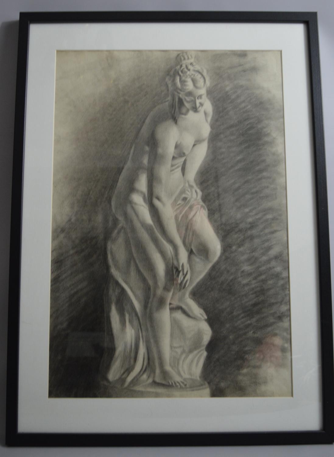 Charcoal Drawing Of A Roman Lady Bathing