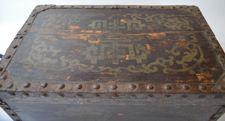 19th Century Studded Oriental Painted Box