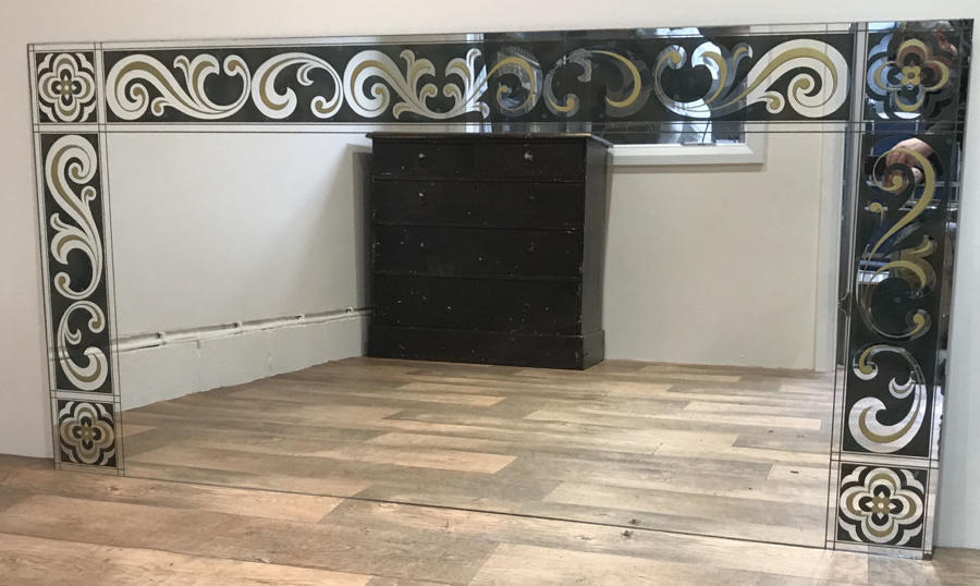LARGE FRENCH VERRE EGLOMISE FAIRGROUND MIRROR