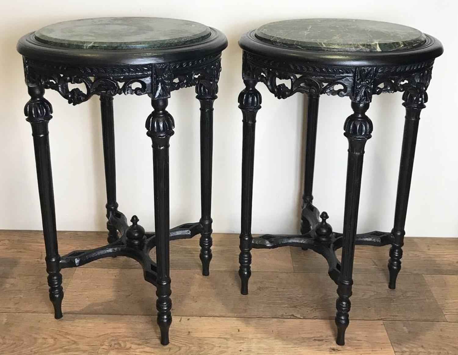 PAIR OF FRENCH MARBLE TOP TABLES