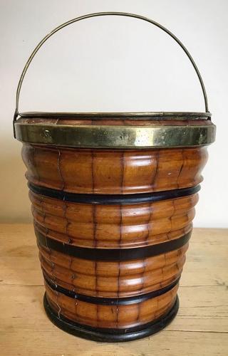 19TH CENTURY FRUIT WOOD PEAT BUCKET