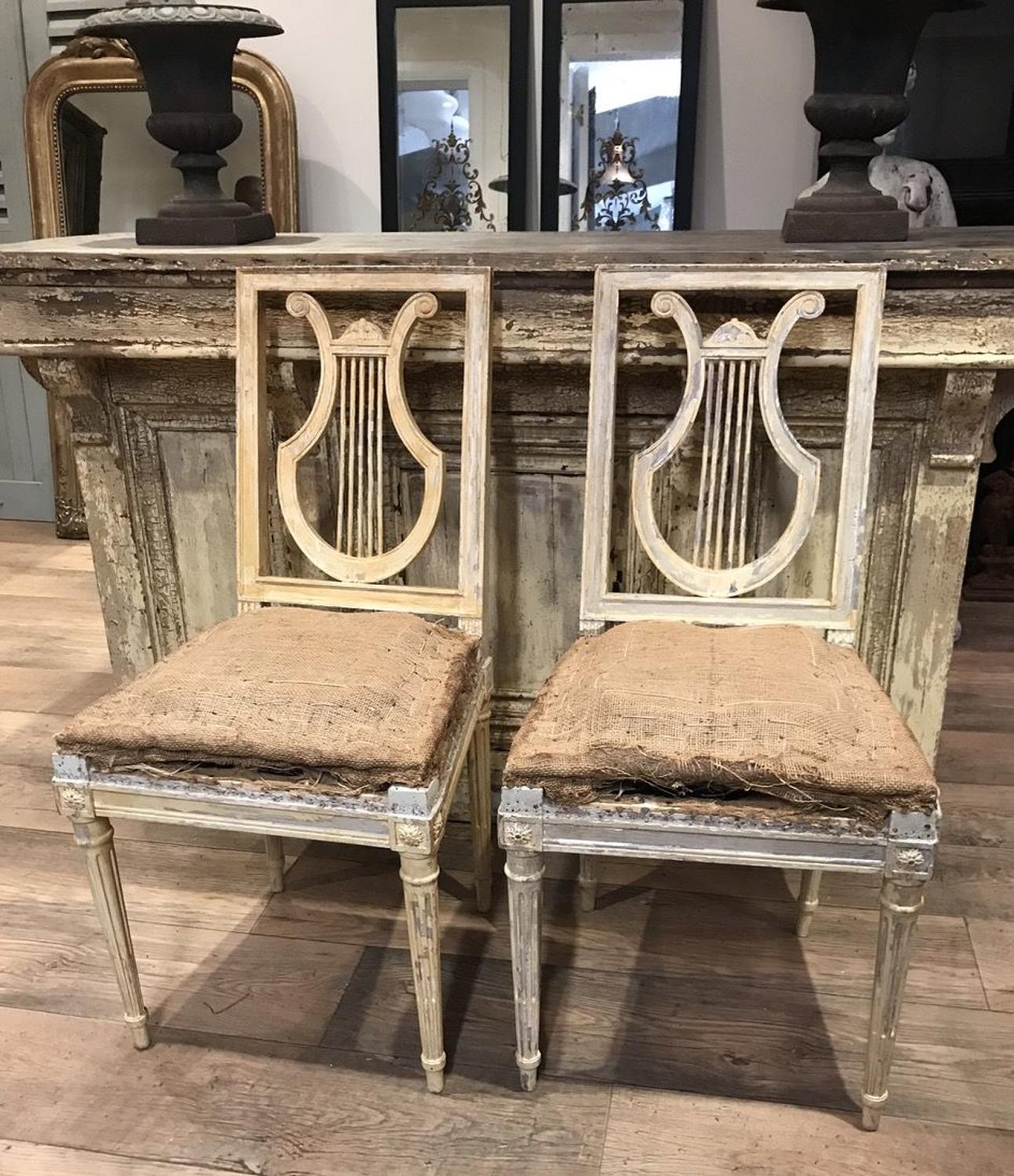 SET OF 4 LYRE BACK DINNING CHAIRS
