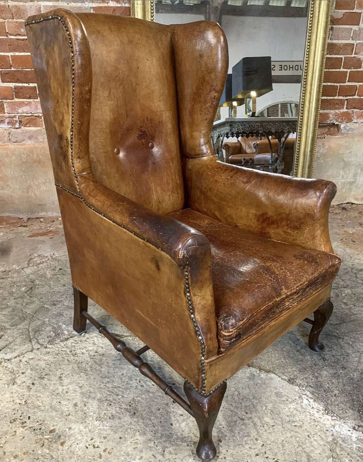 ENGLISH LEATHER WINGBACK CHAIR