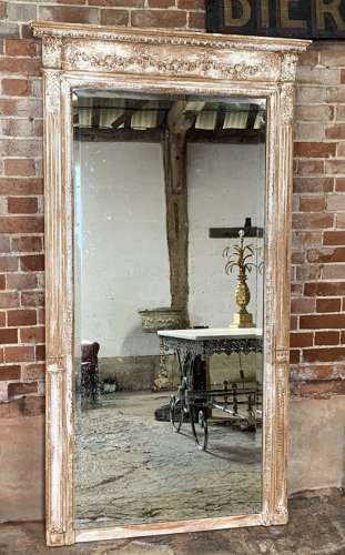 LARGE ANTIQUE FRENCH CARVED WOOD MIRROR