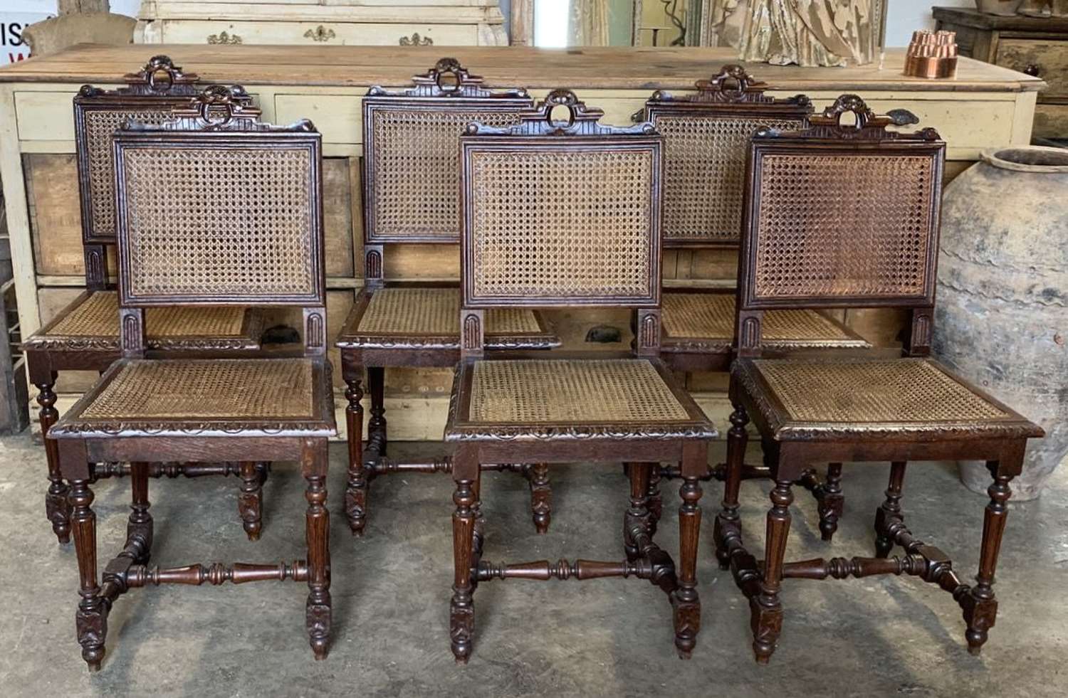 SET OF 6 FRENCH ANTIQUE DINNING CHAIRS