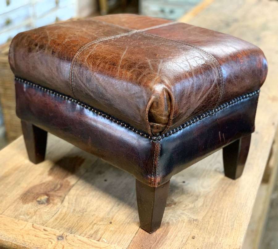 VINTAGE SHEEP LEATHER FOOTSTOOL
