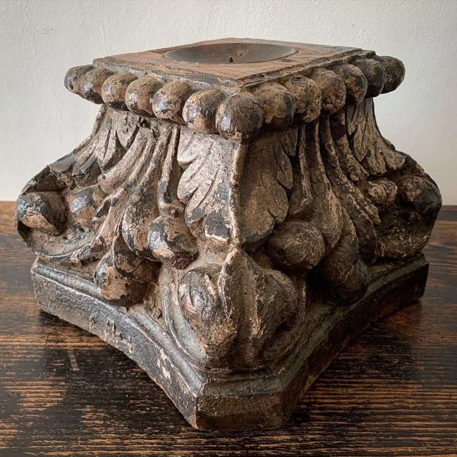 CARVED WOOD CANDLE CAPITAL BASE