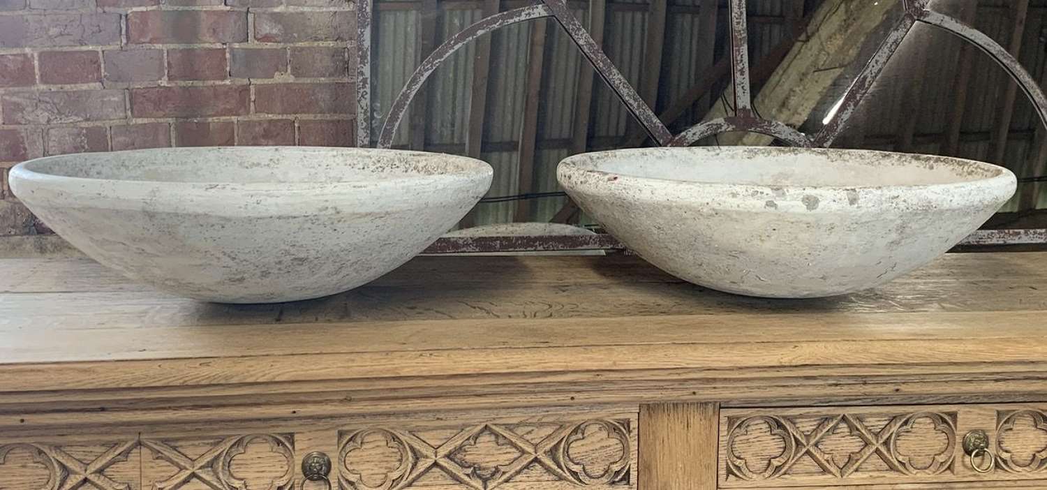PAIR OF MID CENTURY WILLY GUHL STYLE CEMEMT PLANTERS