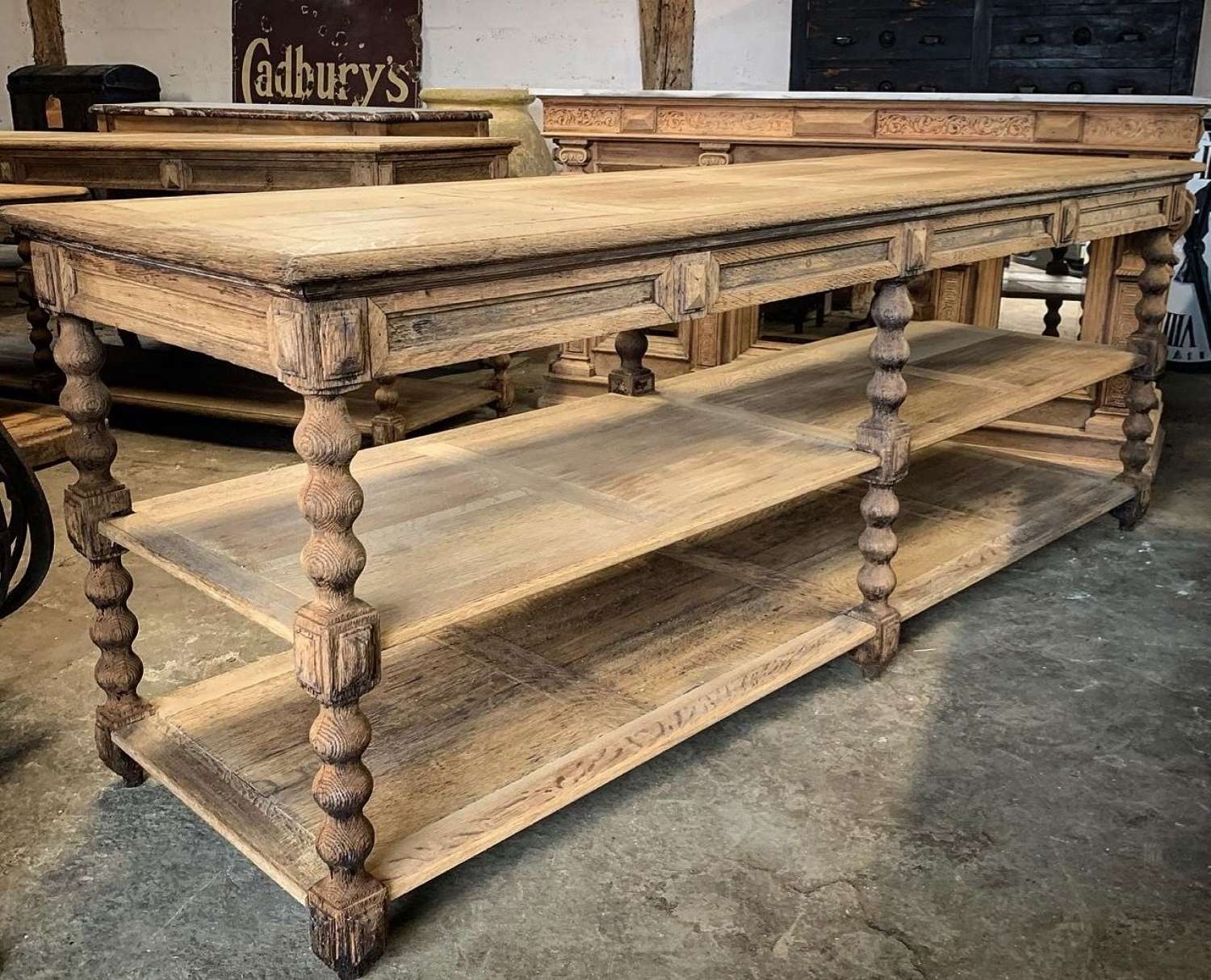 LARGE WASHED OAK DRAPERS TABLE