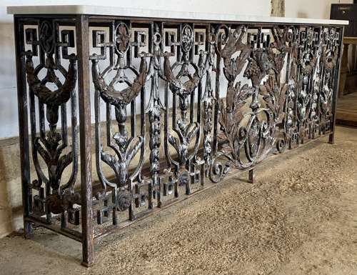 HUGE 19TH CENTURY CAST IRON BALCONY CONSOLE TABLE