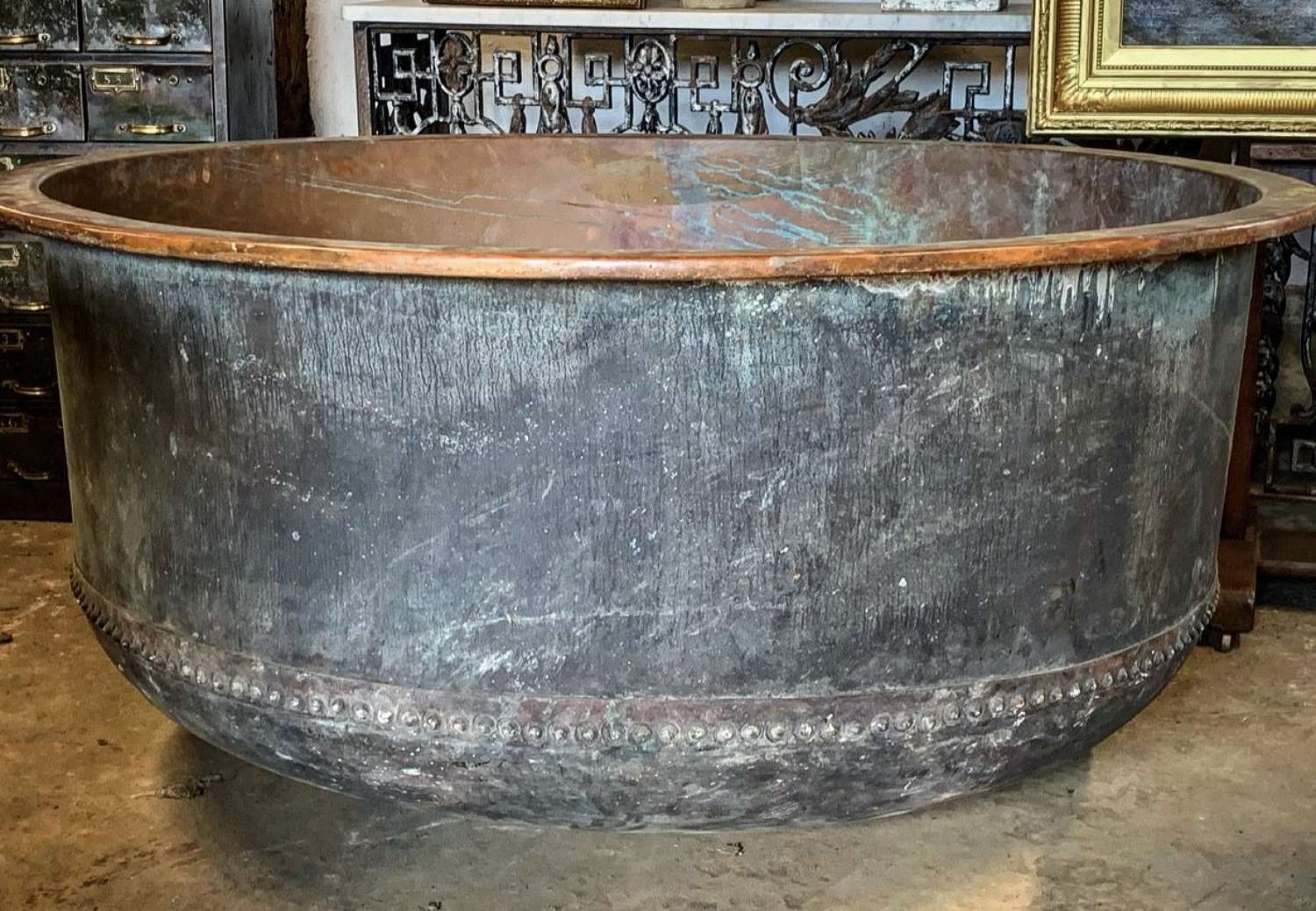LARGE 19TH CENTURY RIVETED COPPER CHEESE VAT