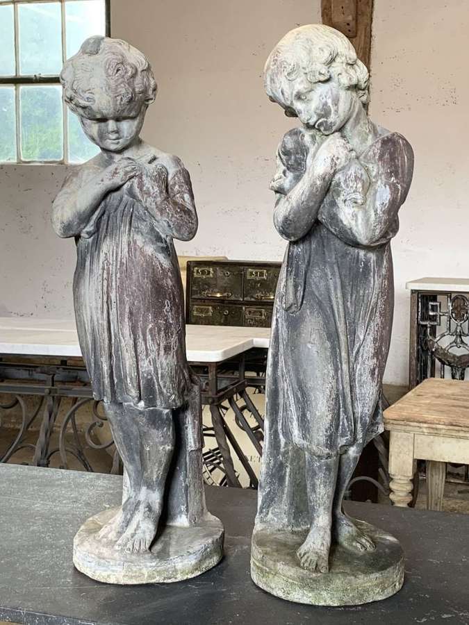 PAIR OF 19TH CENTURY LEAD STATUES