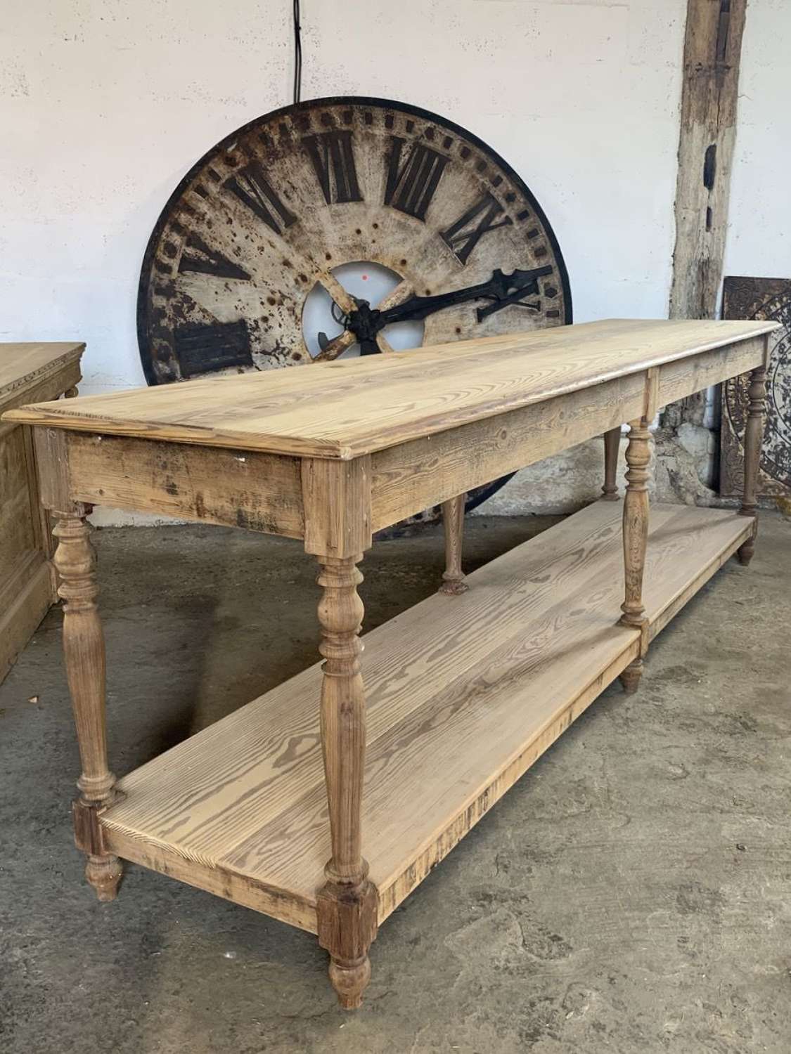 LARGE ANTIQUE PINE DRAPERS TABLE
