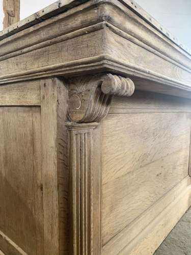 LARGE 19TH CENTURY WASHED OAK SHOP COUNTER