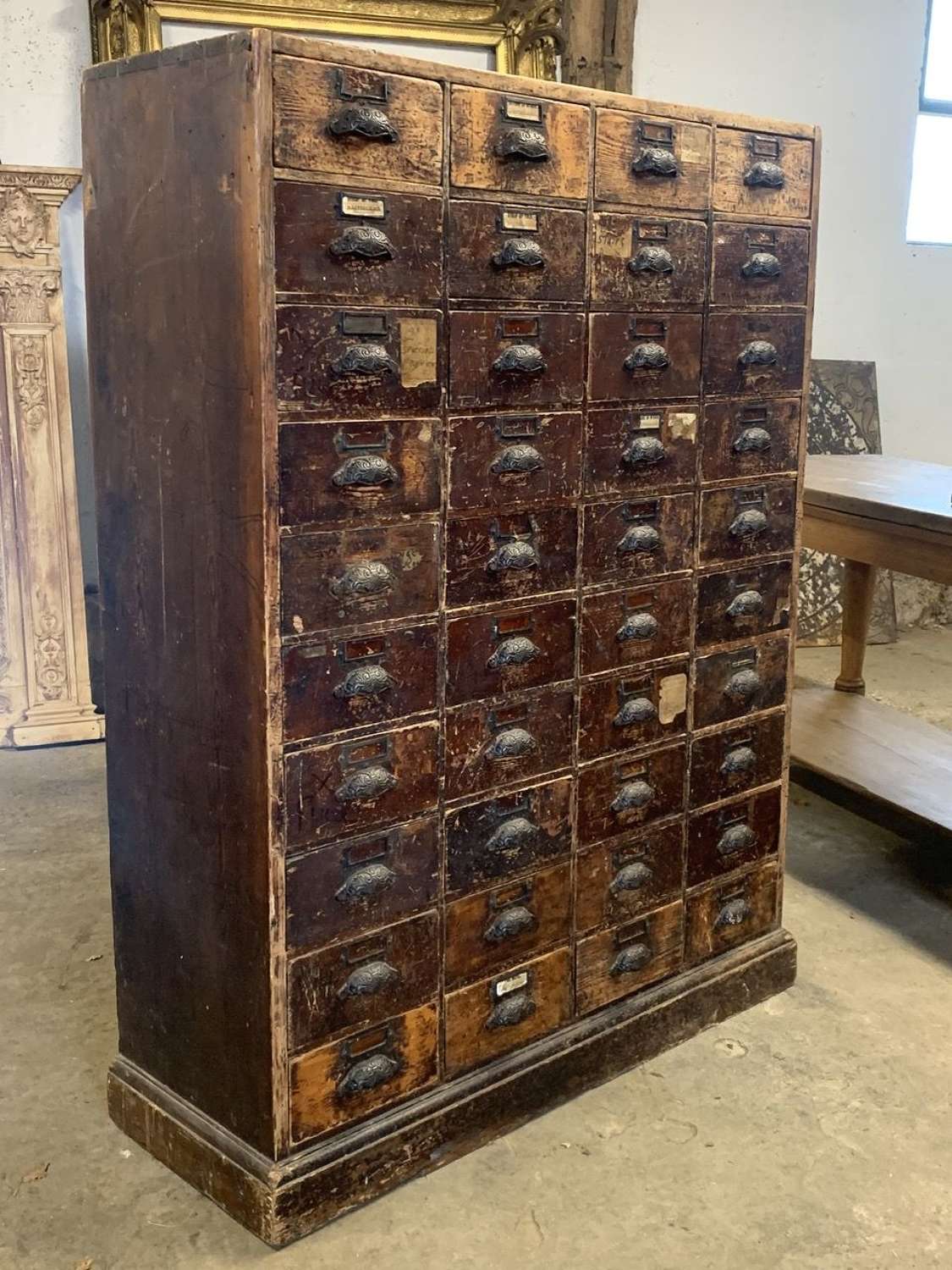 19TH CENTURY BANK OF DRAWERS