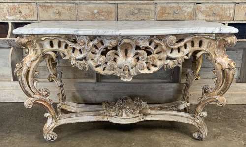 19TH CENTURY GILT WOOD ROCOCO CENTER TABLE