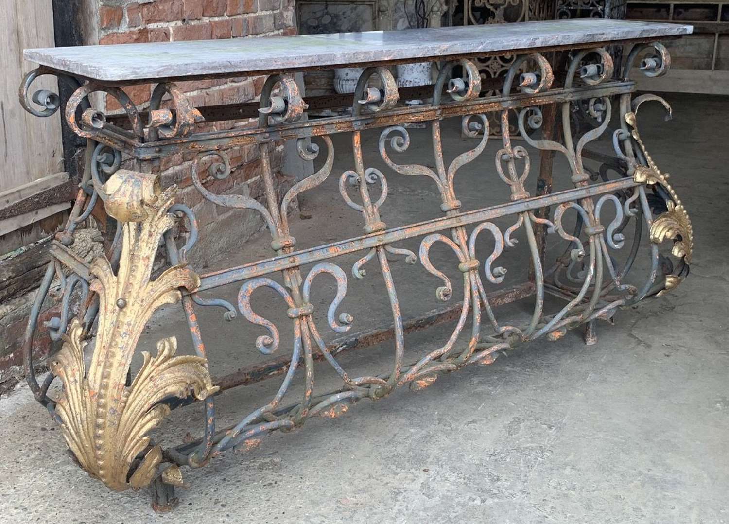 LARGE 19TH CENTURY FRENCH IRON CONSOLE TABLE