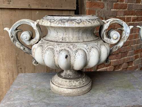 SET OF 3 19TH CENTURY FRENCH ENAMELLED URNS
