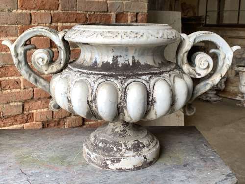 SET OF 3 19TH CENTURY FRENCH ENAMELLED URNS