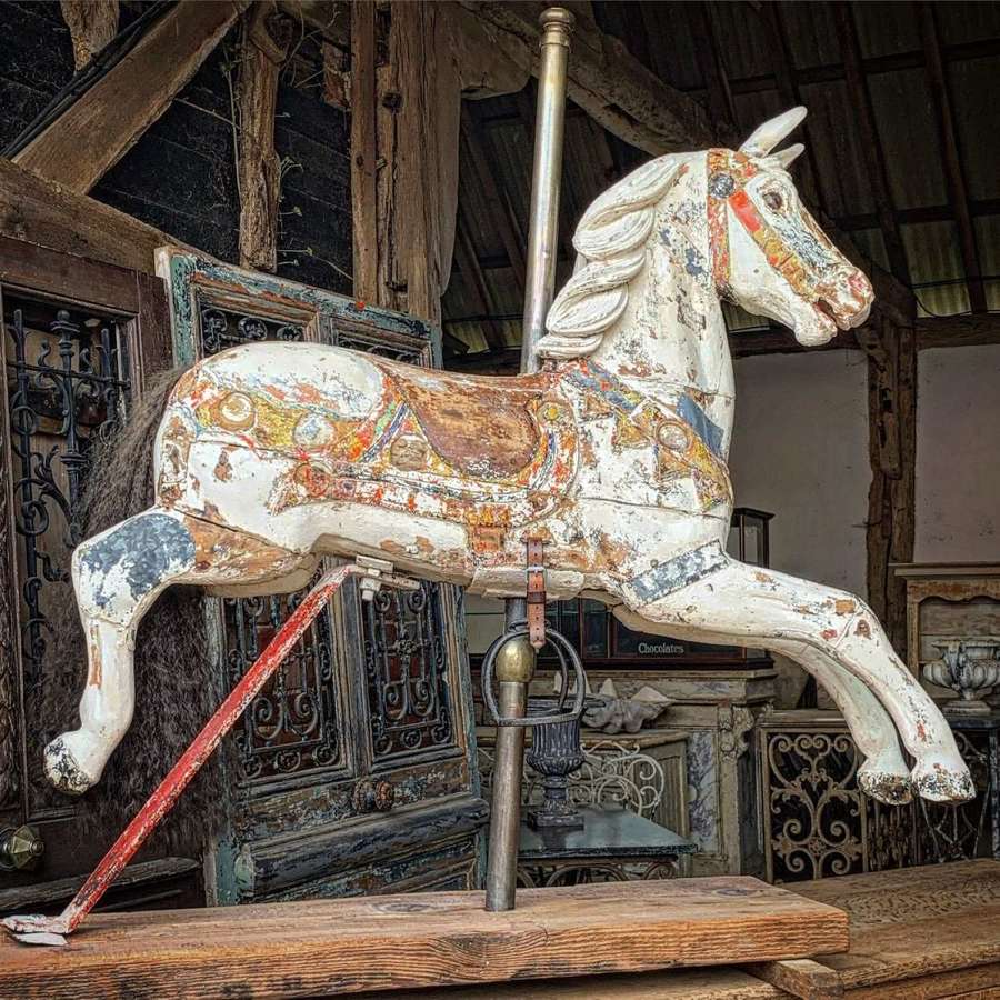19TH CENTURY WOODEN CAROUSEL HORSE