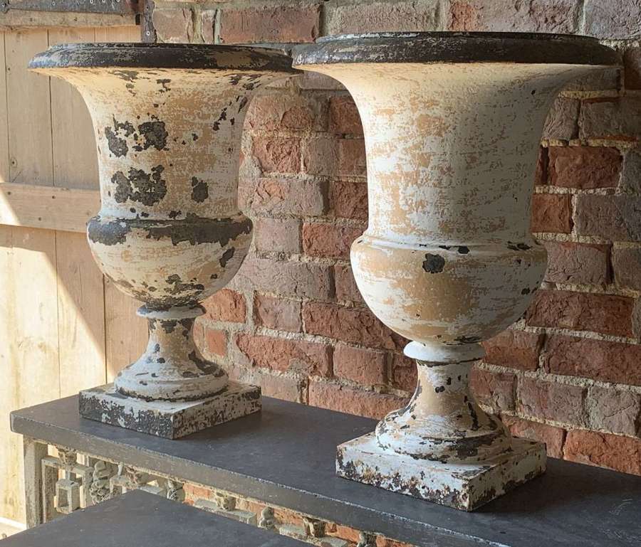 PAIR OF 19TH CENTURY FRENCH CAST IRON URNS