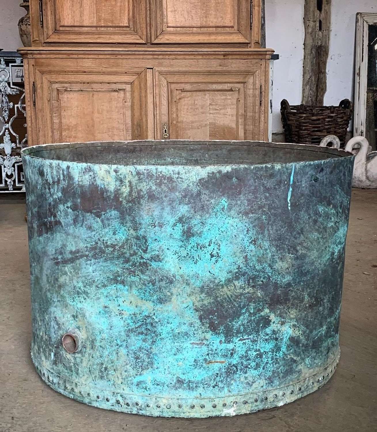 Large Riveted Copper Planter