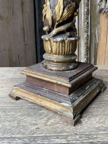 18th Century French Polychrome Carved Wood Column