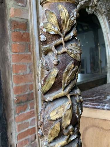 18th Century French Polychrome Carved Wood Column