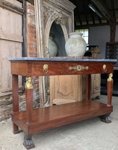 Large French Mahogany Empire Console Table