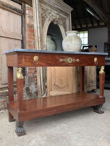 Large French Mahogany Empire Console Table