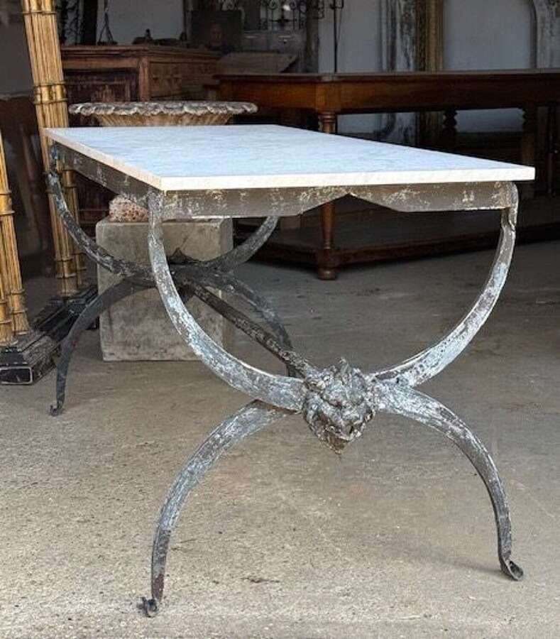 French Iron & Marble Garden Table