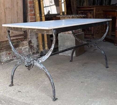 French Iron & Marble Garden Table