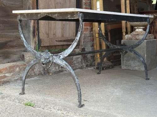 French Iron & Marble Garden Table