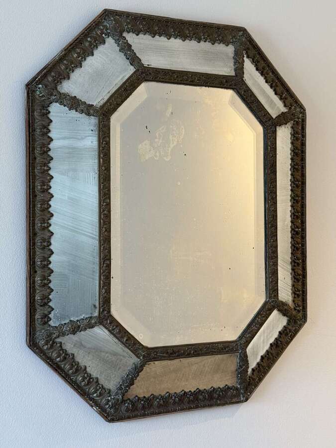 19th Century French Brass Cushion Mirror
