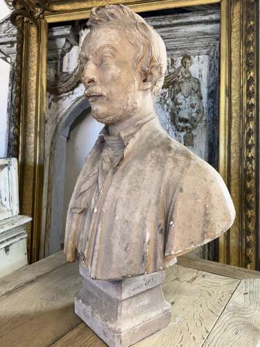 19th Century French Plaster Portrait Bust