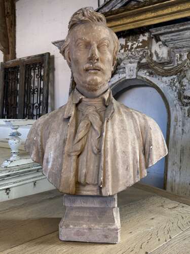 19th Century French Plaster Portrait Bust