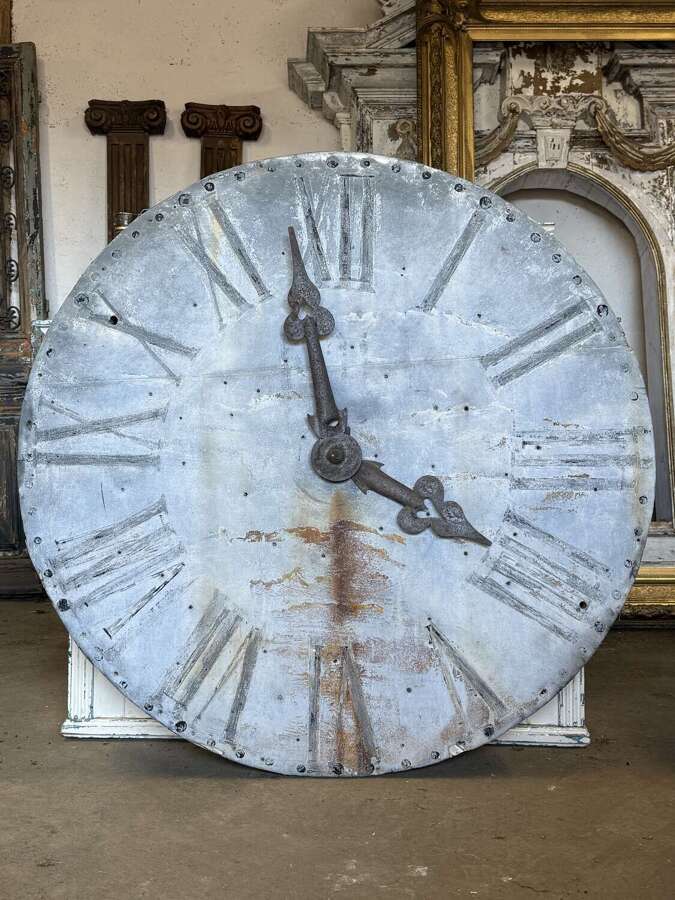Large 19th Century French Zinc Tower Clock Face