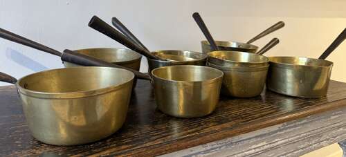 Collection Of 9x Antique French Saucepans