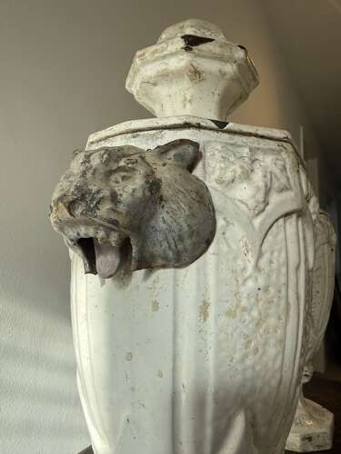 Pair Of French Enamelled Cast Iron Urns