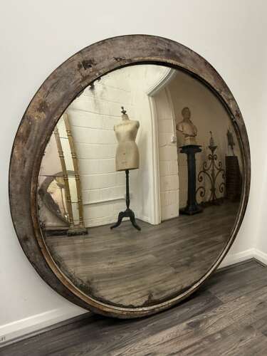 Large Mid-20th Century Czech Industrial Convex Railway Mirror