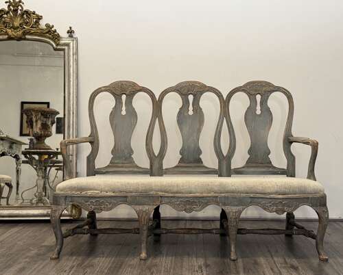 19th Century Swedish Rococo 3 Seater Sofa