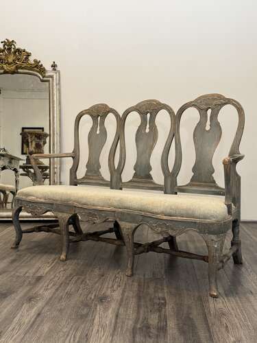 19th Century Swedish Rococo 3 Seater Sofa