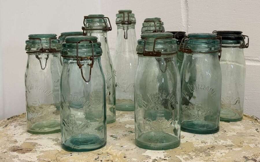 Vintage French "La Lorraine" Glass Storage Jars