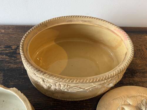 English Wedgwood Caneware Pottery Game Pie Tureen