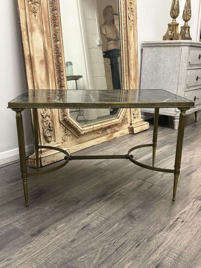 Mid Century Brass & Marble Coffee Table