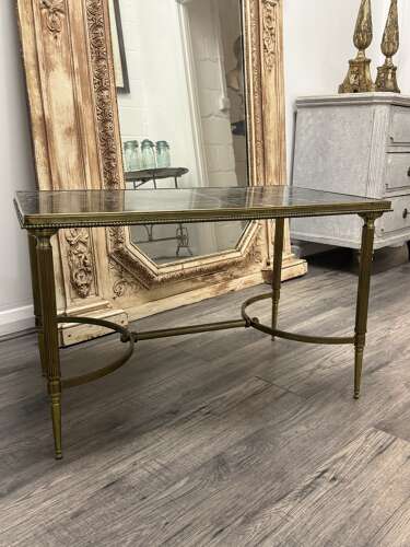 Mid Century Brass & Marble Coffee Table