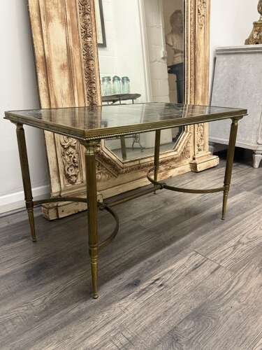 Mid Century Brass & Marble Coffee Table