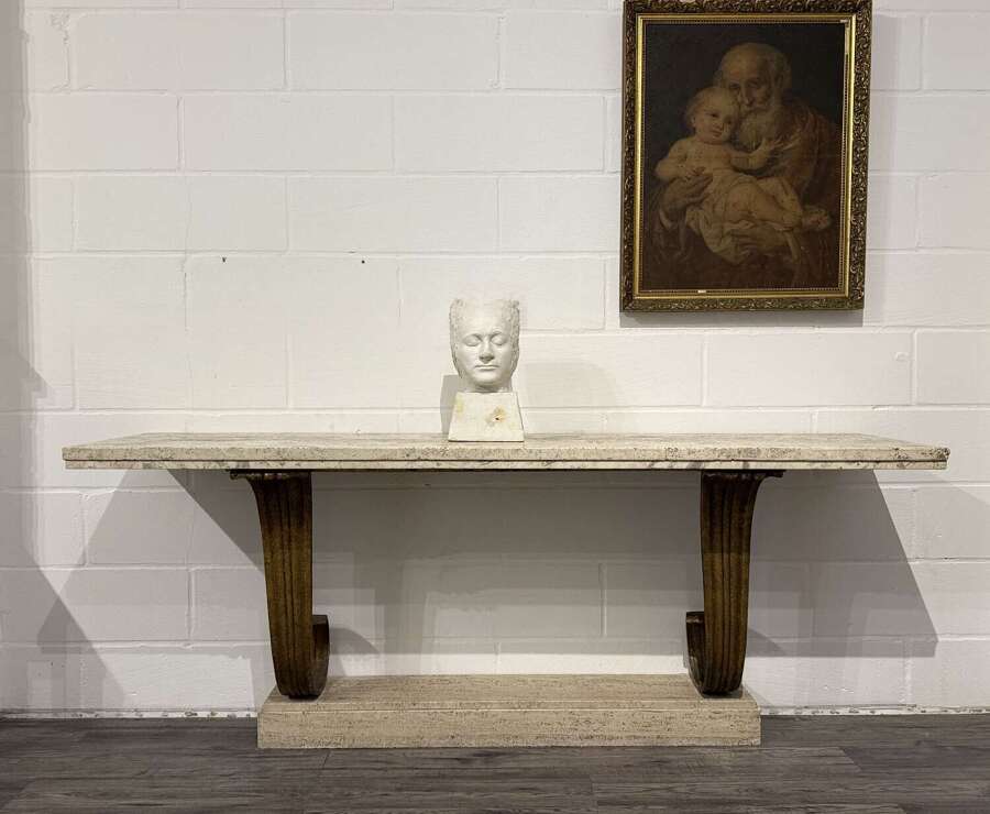Early 20th Century Travertine Console Table